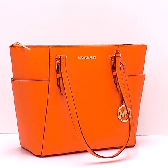MICHAEL KORS Jet Set Large Crossgrain Leather Top-Zip Charlotte Tote Bag… - Picture 3 of 14